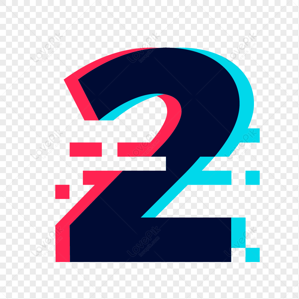 Tremble And Colour Style Number 2 Elements, Number Vector, Blue Number ...