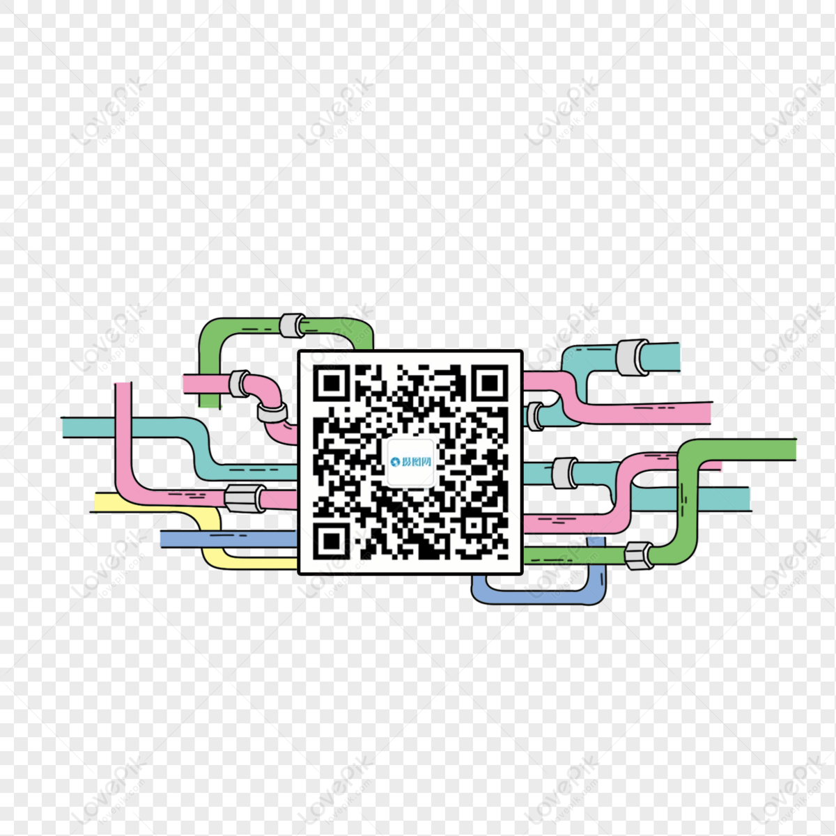 Ручная роспись цветной промышленный водопровод Qr код справочный  изображение_Фото номер 401022364_PSD Формат изображения_ru.lovepik.com