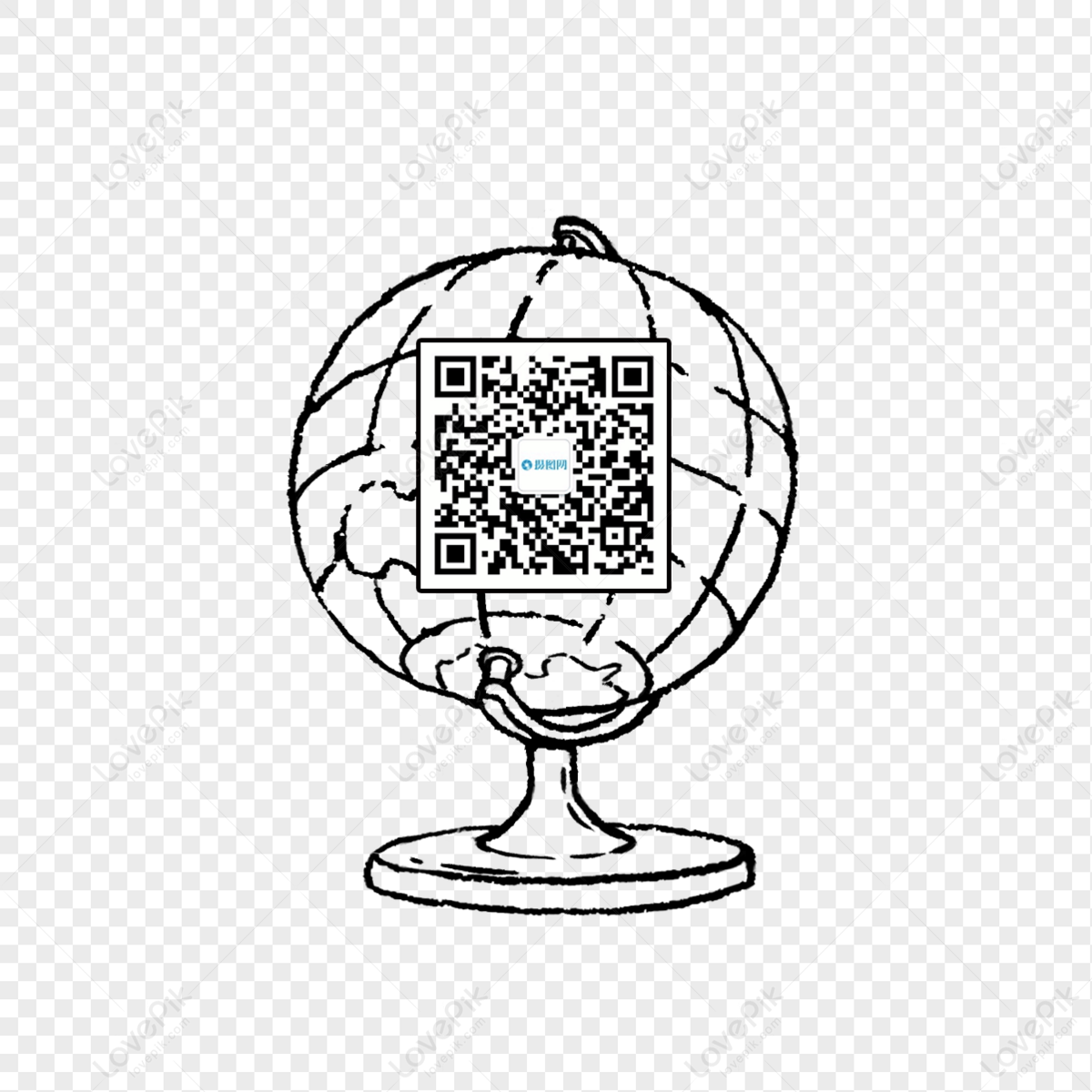 Рисованная линия проекта глобус Qr-код справочный материал изображение_Фото  номер 401022447_PSD Формат изображения_ru.lovepik.com