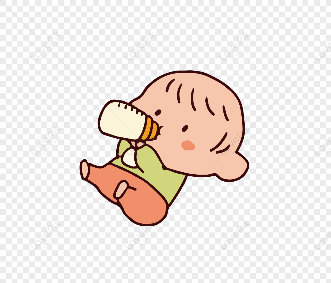 a baby who drinks milk, baby bottle, bottle milk, baby cartoon png image