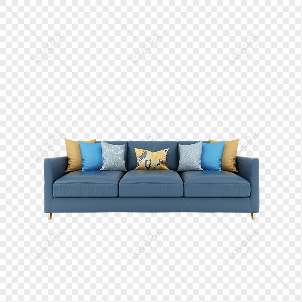 Aesthetic Sofa Style Graphic, Gray Sofa, Blue Sofa, Blue Gold PNG ...