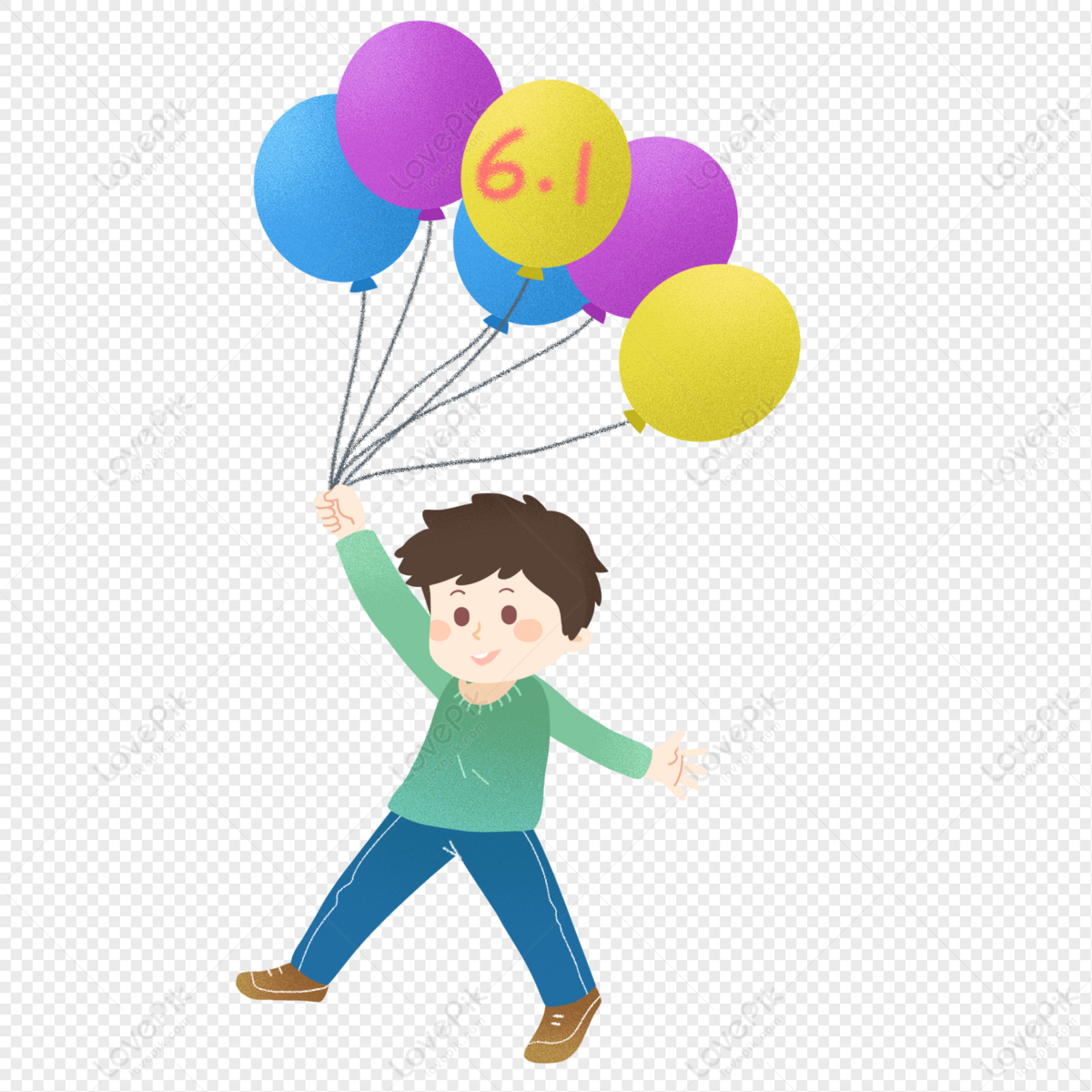 Cartoon Boy Jack Holding Balloons PNG Images & PSDs for Download