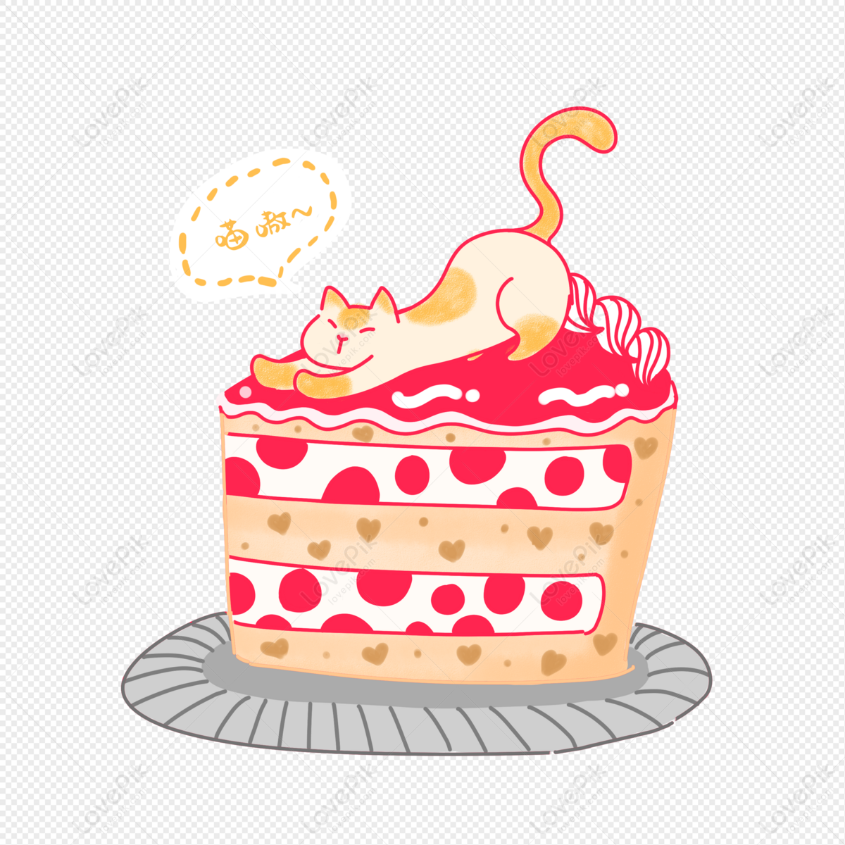 Cat Dessert Cherry Cake PNG Picture And Clipart Image For Free Download -  Lovepik | 401078435
