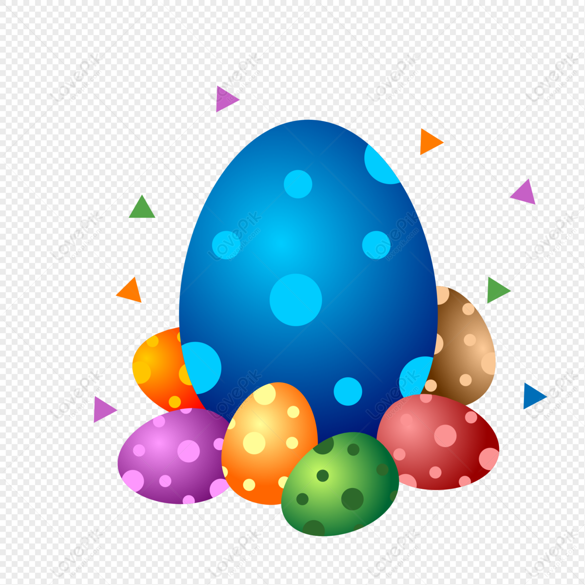 Easter egg, Blue Dotted Easter Egg with Pink Bow, blue and white polka-dot  egg with ribbon illustration, color, sphere, easter Eggs png