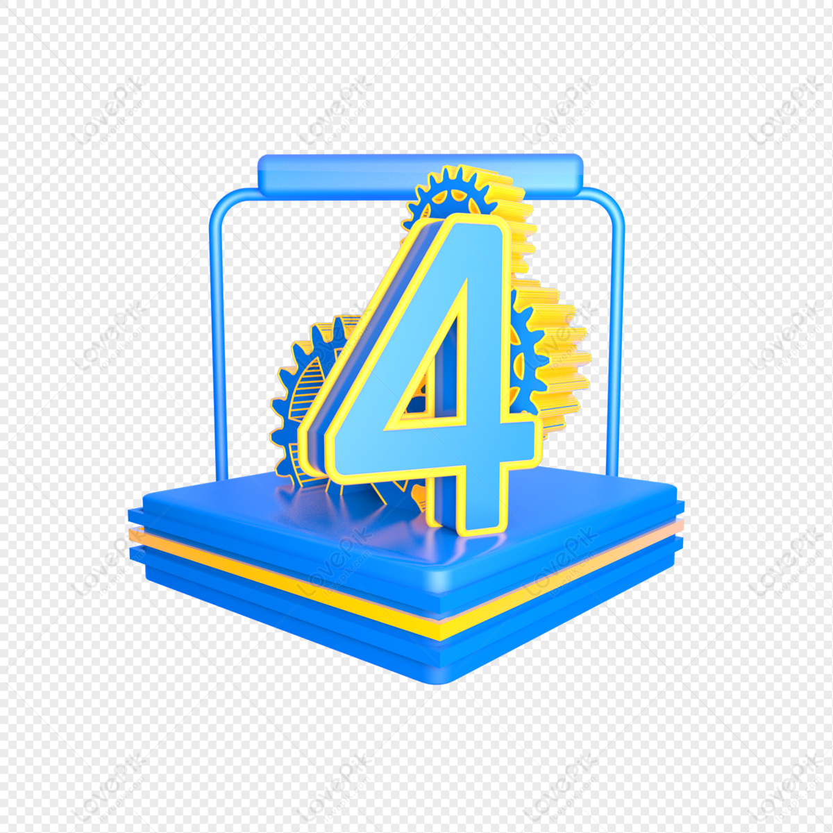 Stereo Digital 4 Blue Illustration, Blue Yellow, Blue Number, Blue ...