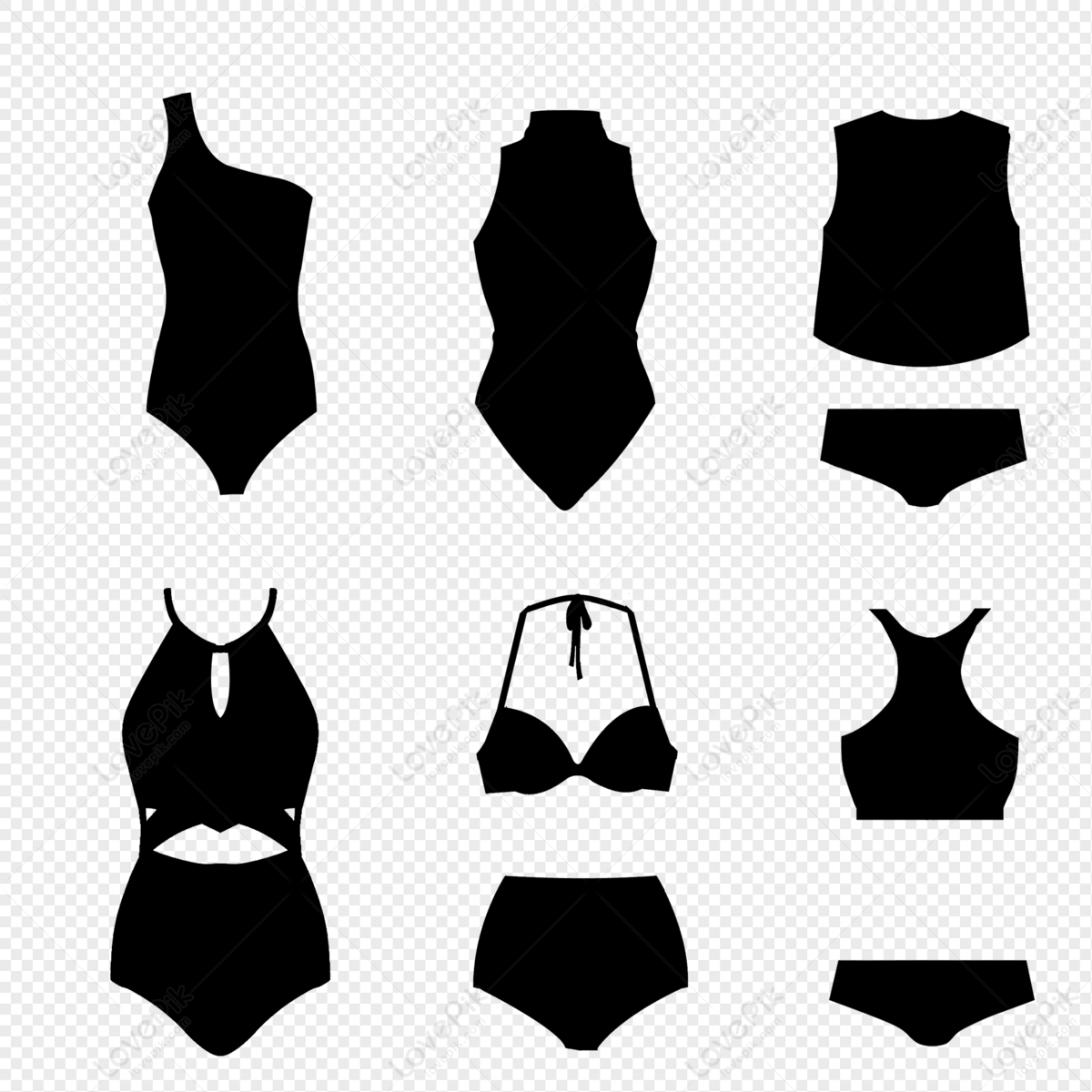 Swimsuit Icon, Black Silhouettes, Black White, Body White PNG ...