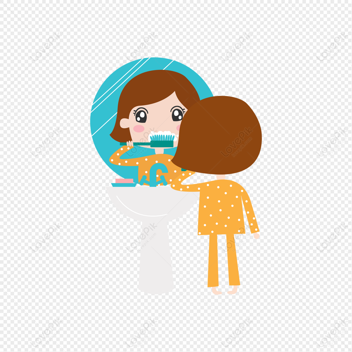 愉快一个的小女孩刷牙早晨 向量例证. 插画 包括有 孩子, 程序, 家庭, 生活, 关心, 字符, 玻璃 - 96932523