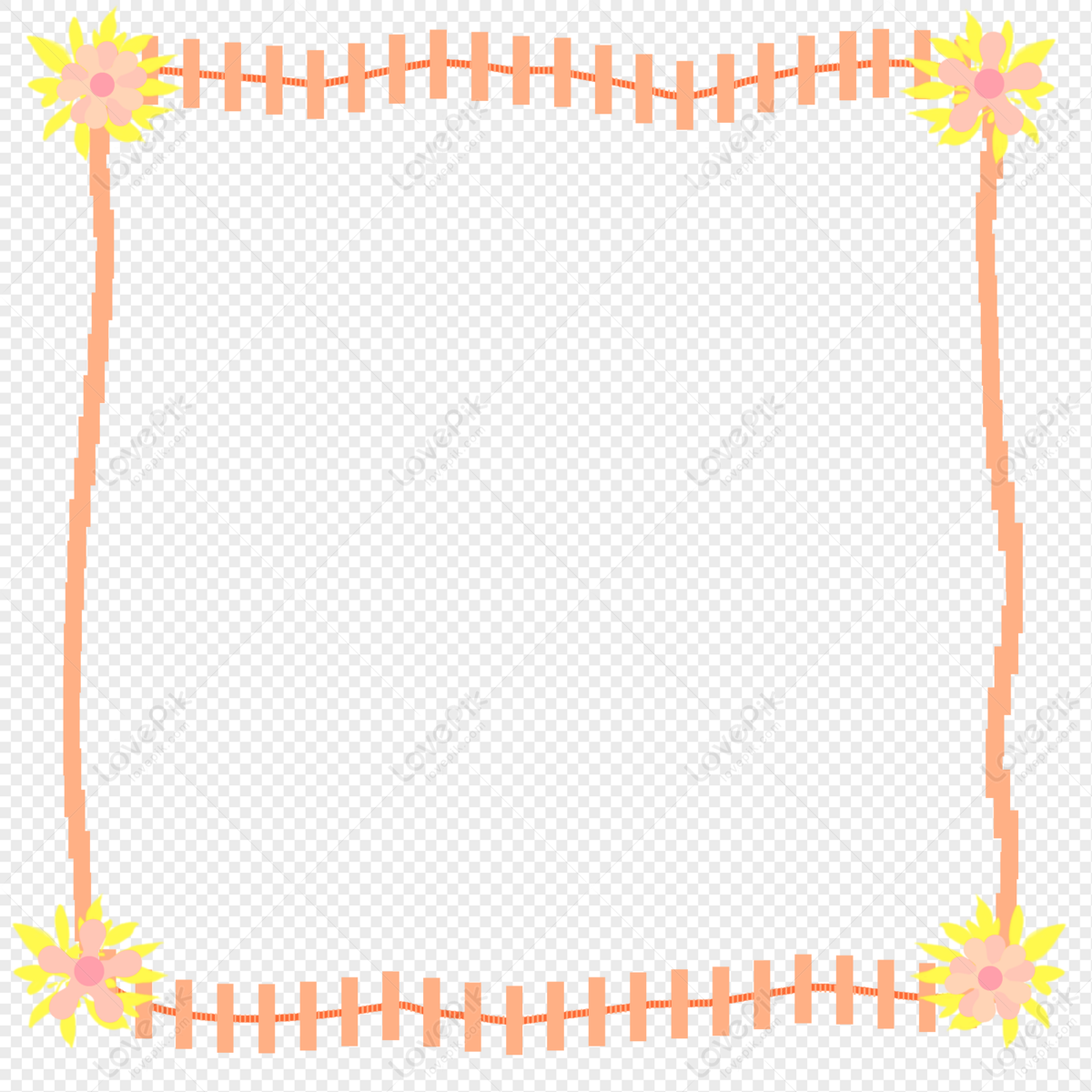 Yellow Hand Painted Flower Border Free PNG And Clipart Image For Free ...