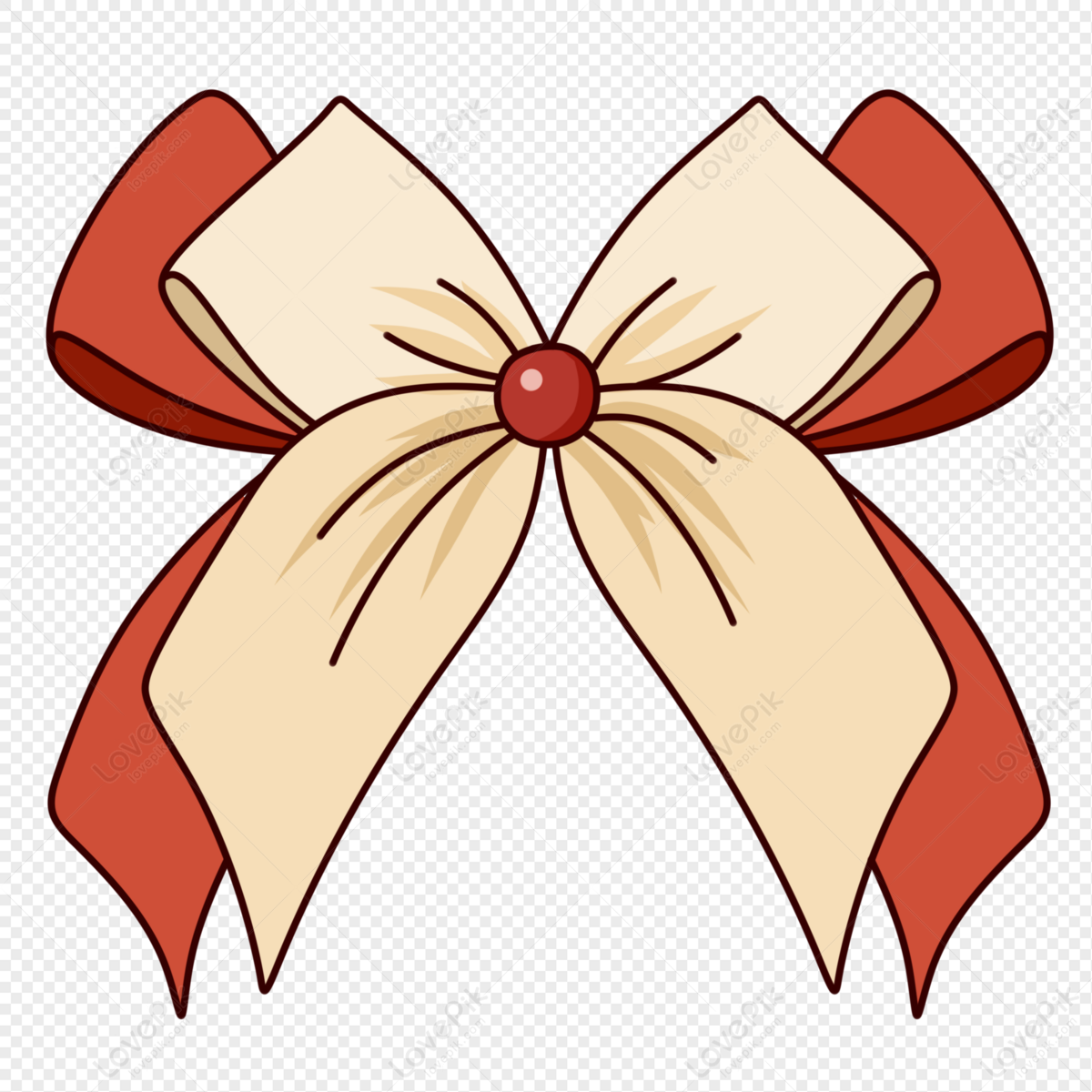 Cartoon Hand Drawn Bow, Light Red, Bow Vector, Bow Red PNG Image And