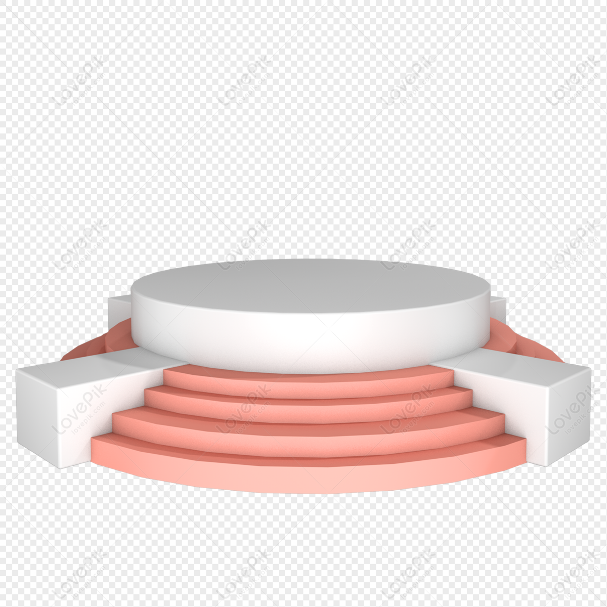 ピンクホワイトステップステージ イラスト， 円形プラットフォーム, ステージホワイト, ステージプラットフォーム フリー素材 透過 - Lovepik