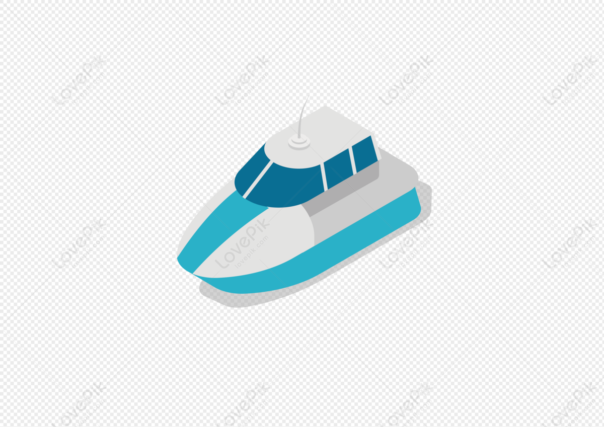 AI Vector Illustration 25D Seaside Elements Yacht, icon light, boat clipart, boat isometric png image free download