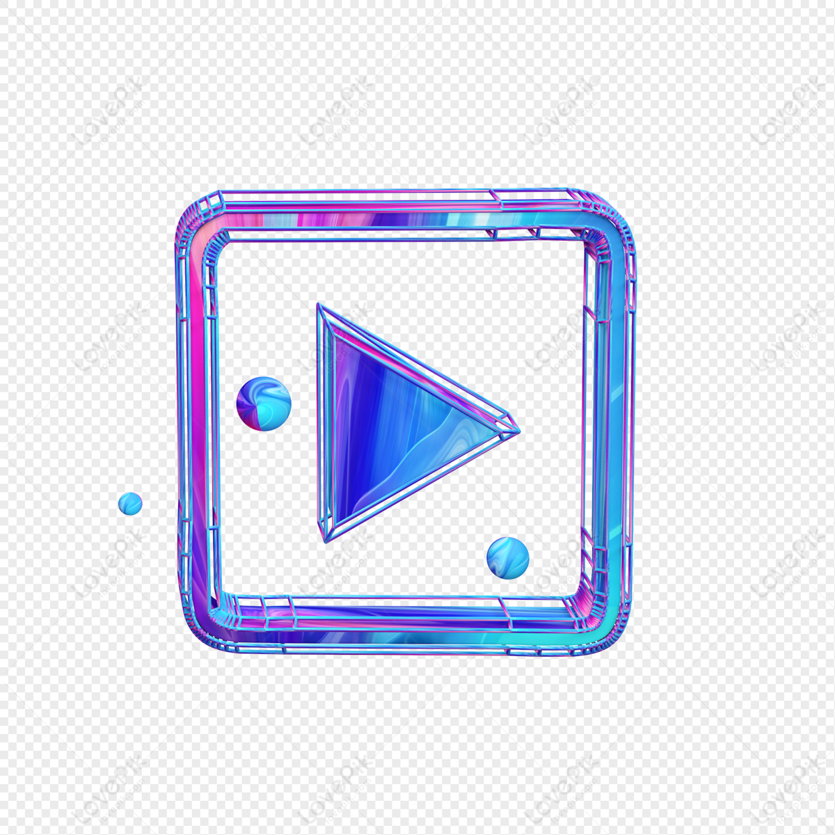 Colorful Blue Play Key Arrow Illustration, Button Play, Blue.