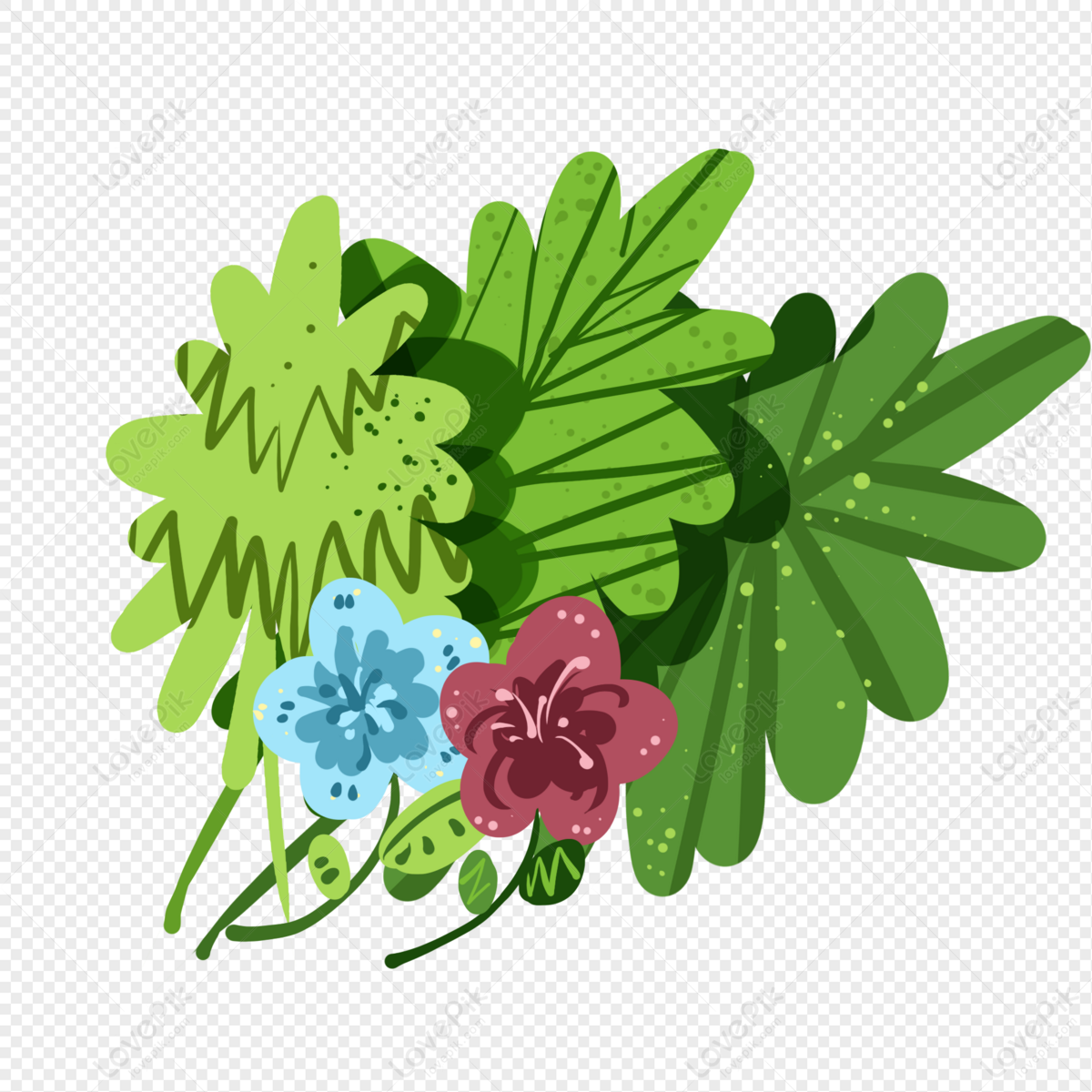 Flores Y Hojas Verdes PNG Imágenes Gratis - Lovepik
