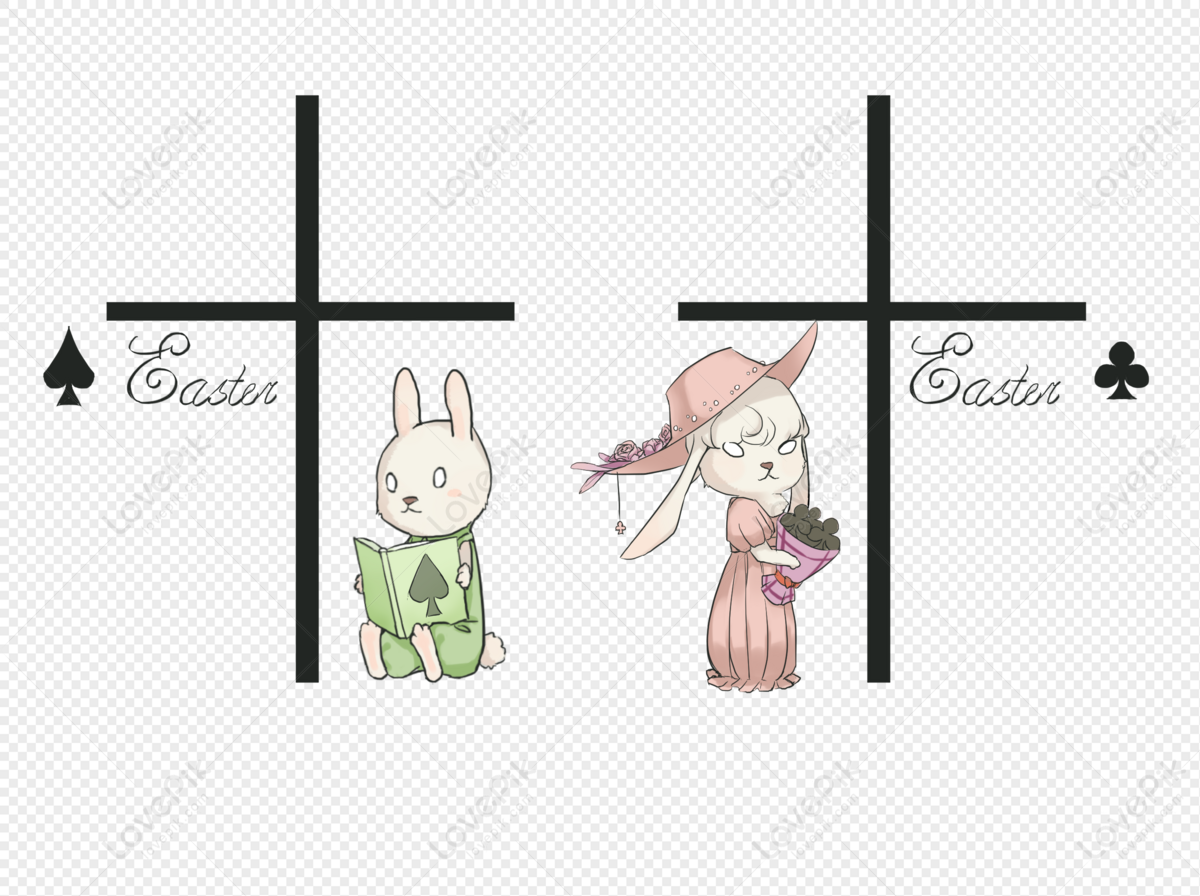 Cartoon Easter Cross Rabbit Free Element, bunny cartoon, bunny easter, bunn...