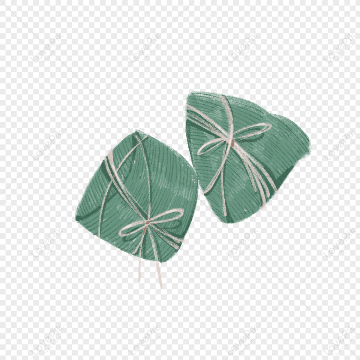 Dragon Boat Festival dumplings, green leaves, gray green, green paper png image free download