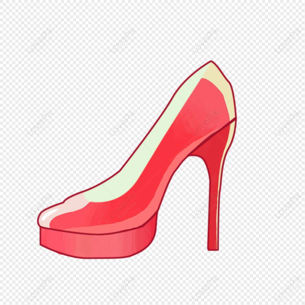 Hand Painted Cartoon Red Small Fresh Valentines Day High Heels PNG Hd  Transparent Image And Clipart Image For Free Download - Lovepik | 401121354