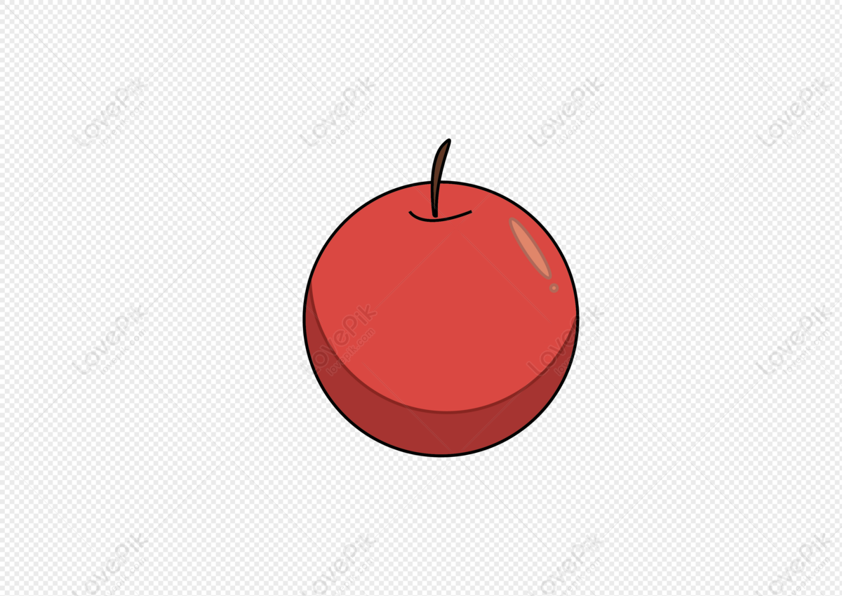 Aiベクトルイラスト手描きかわいい漫画の赤いりんご イラスト， りんご