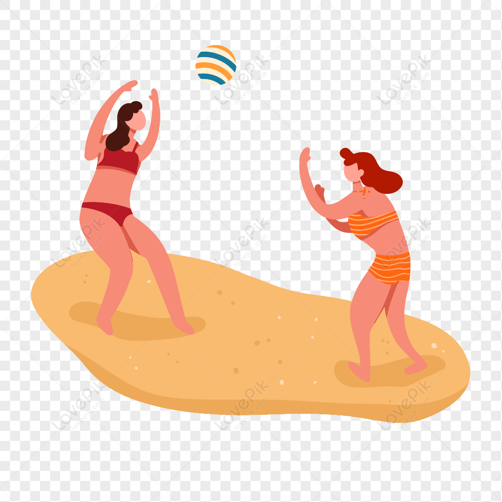 Play Volleyball White Transparent, Play Volleyball In Summer, Hand Draw,  Summer, Midsummer PNG Image For Free Download