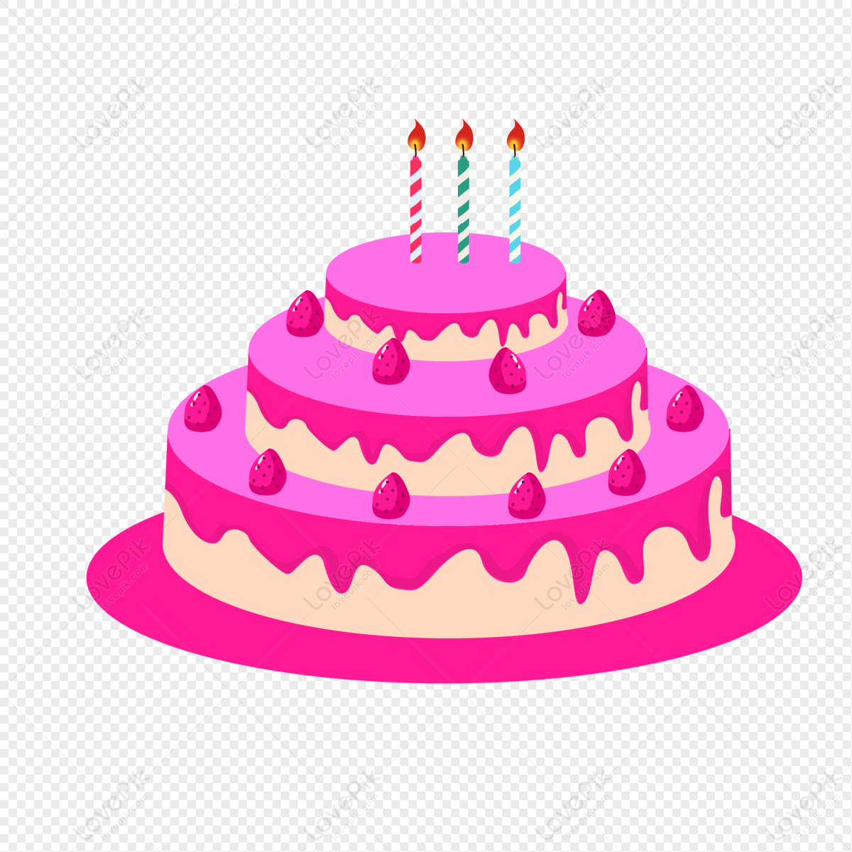 Happy birthday cake with 3 candle vector PNG - Similar PNG
