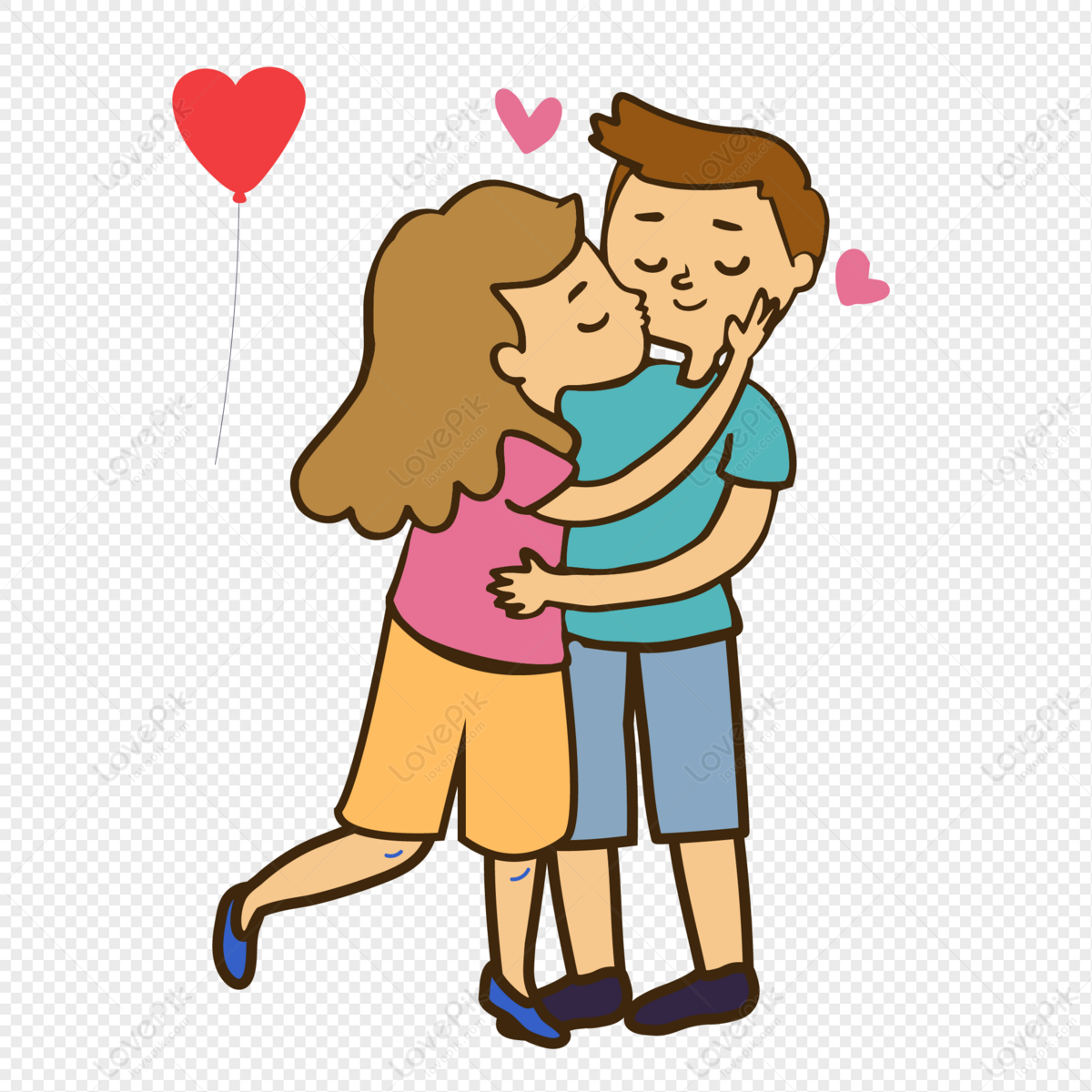 Cartoon Character Kissing Decorative Material Pattern PNG Hd ...