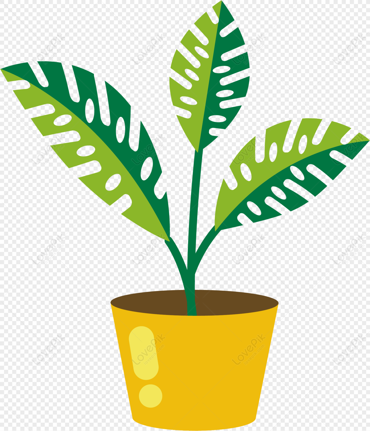 Cartoon Flowerpot Banana Leaf PNG Image And Clipart Image For Free Download  - Lovepik | 401157848
