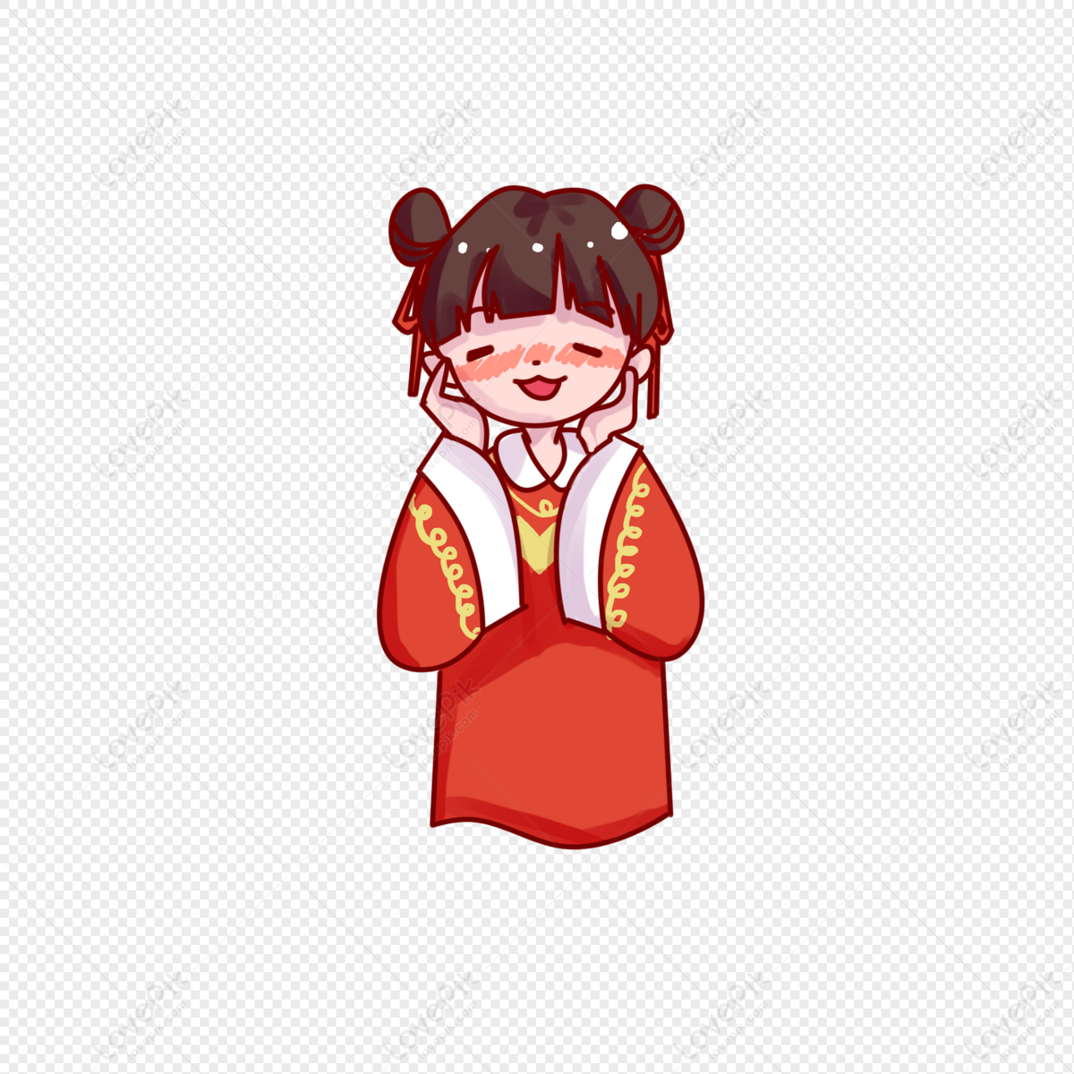 Cute Chinese Girl Shy Expression Pack PNG Transparent And Clipart Image For  Free Download - Lovepik | 401154606