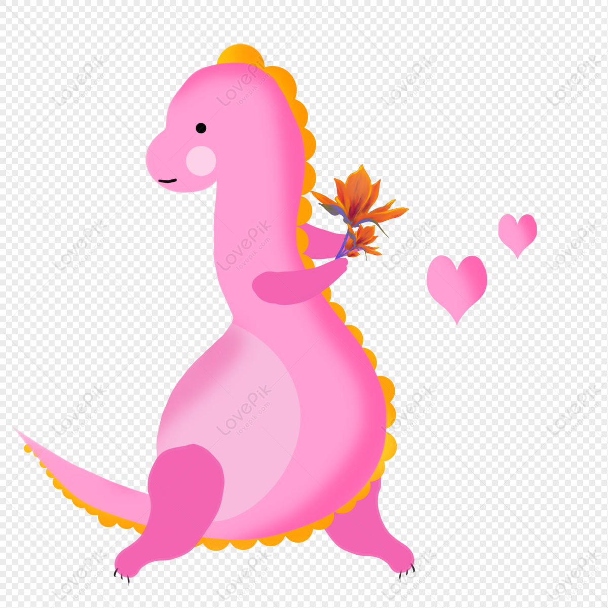 Dinossauro Rosa Vetor PNG , Adesivo Clipart Desenho Animado