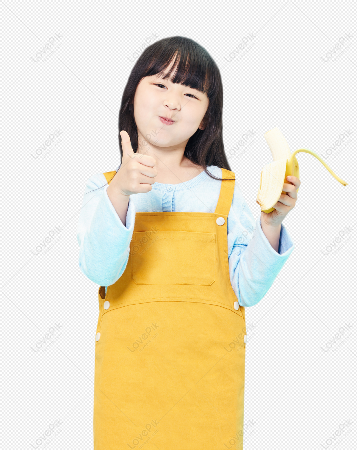 girl eating banana clipart