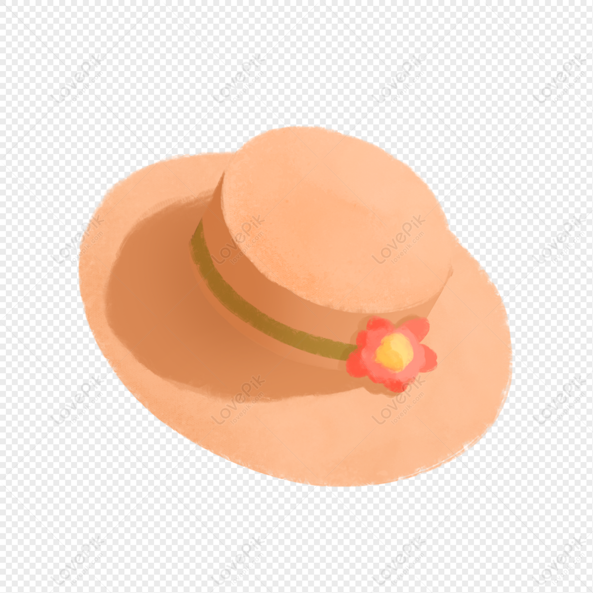Hand Drawn Cartoon Flat Top Sun Hat PNG Free Download And Clipart Image ...