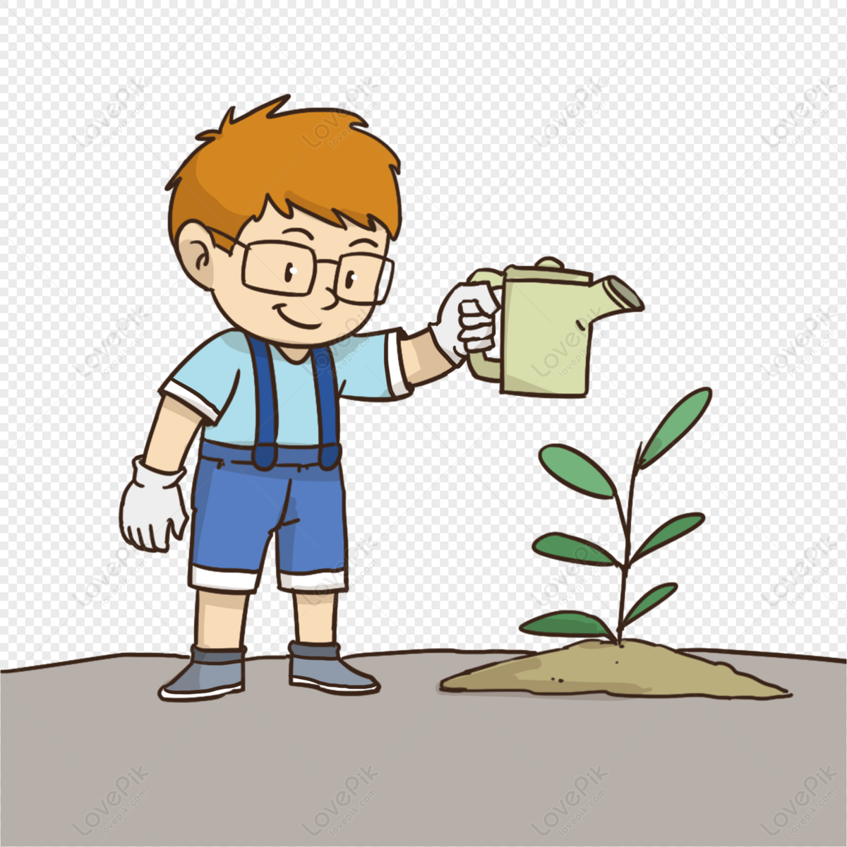 Land, Cartoon Plant, Cartoon Watering, Boy Cartoon PNG Transparent ...