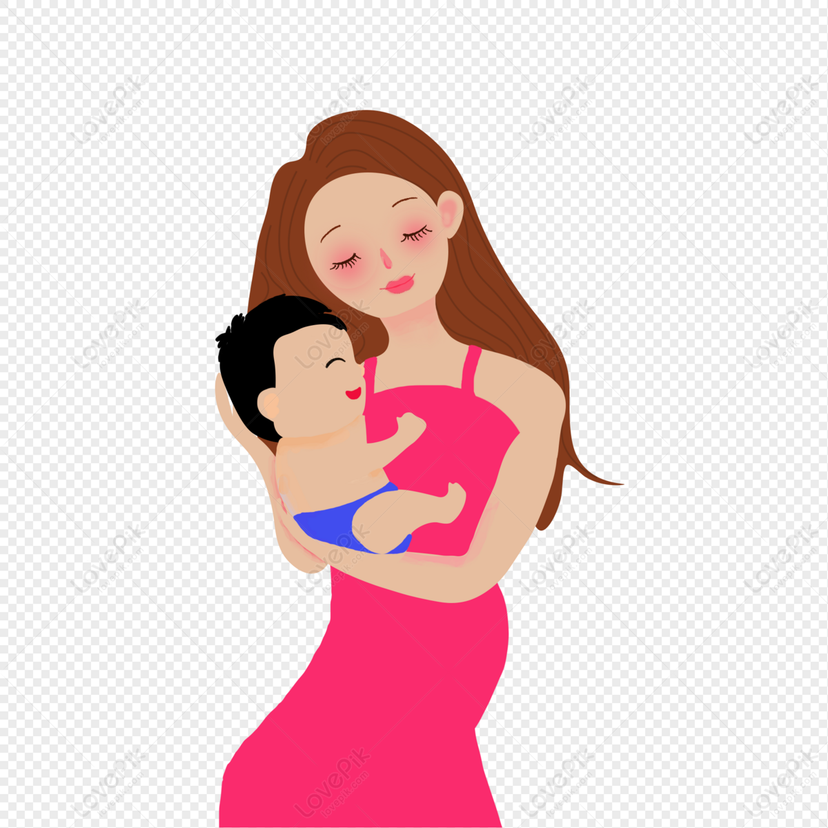 mother carrying baby clipart