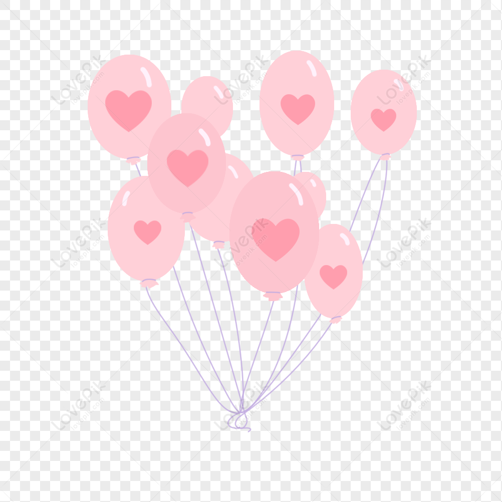 Pink Love Balloon, Balloon Heart, Heart Pink, Balloon Cartoon PNG ...