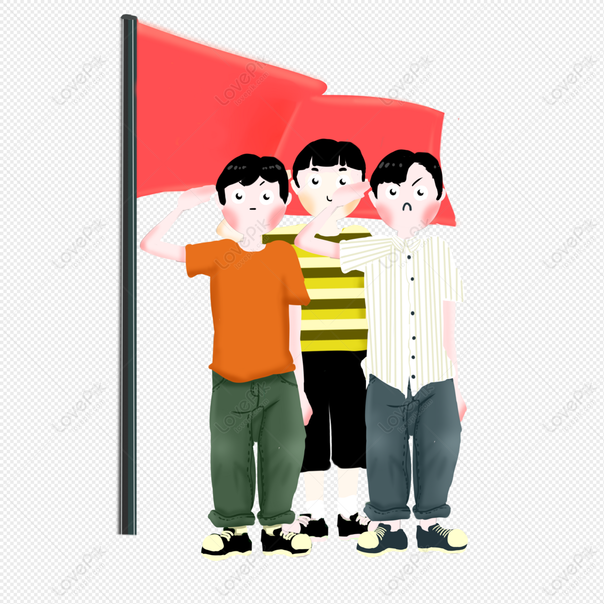 Salute, Light Red, Cartoon Happy, Boy Happy PNG Hd Transparent Image ...