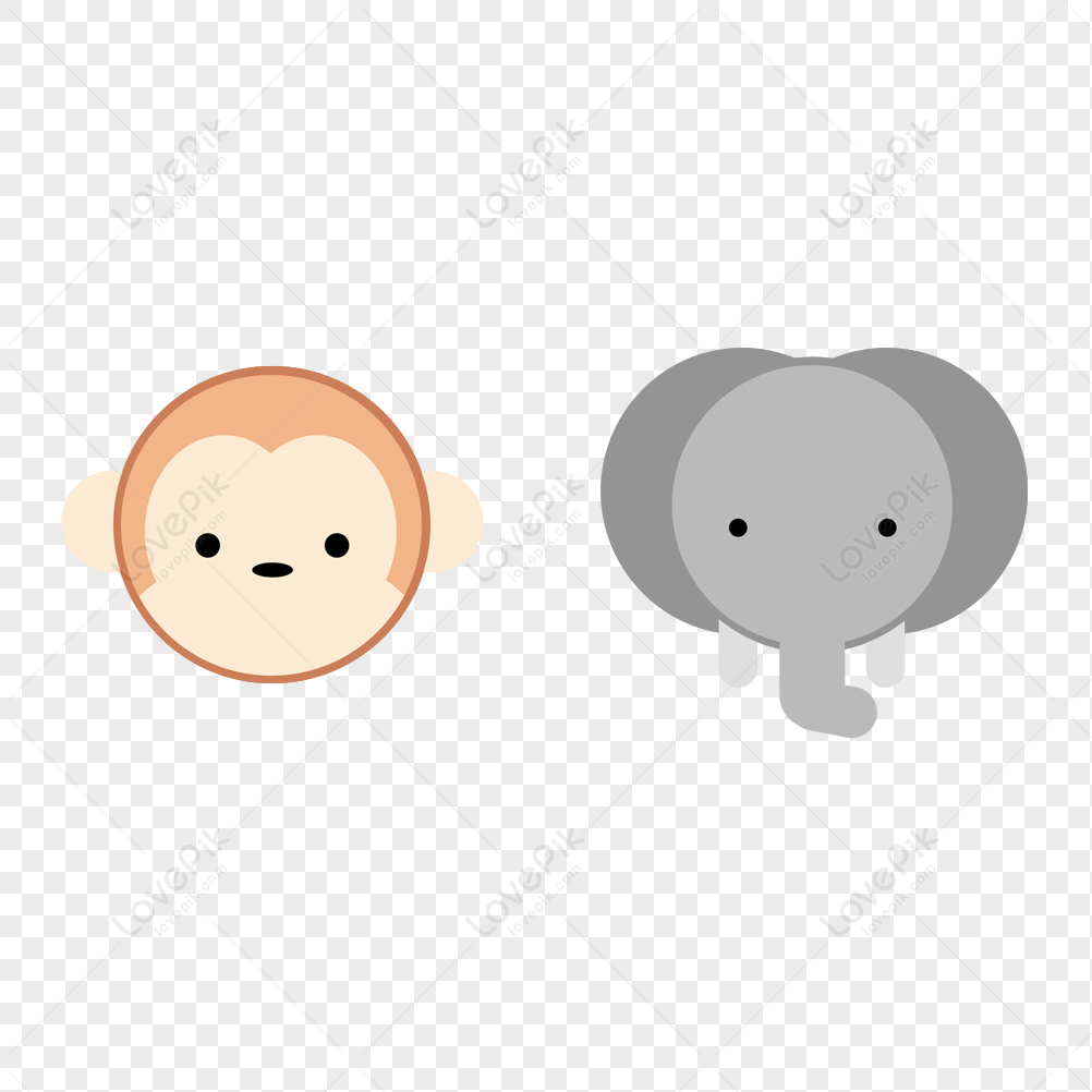 Animal icon baby elephant monkey small, monkey vector, elephant vector, small baby png white transparent