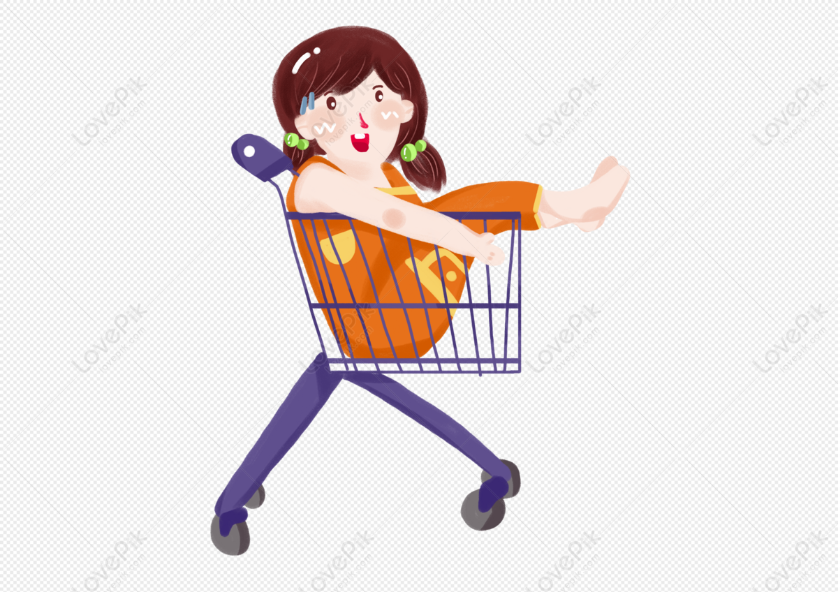 Cartoon Cute Baby Naughty Shopping Cart, Cartoon Purple, Cartoon ...
