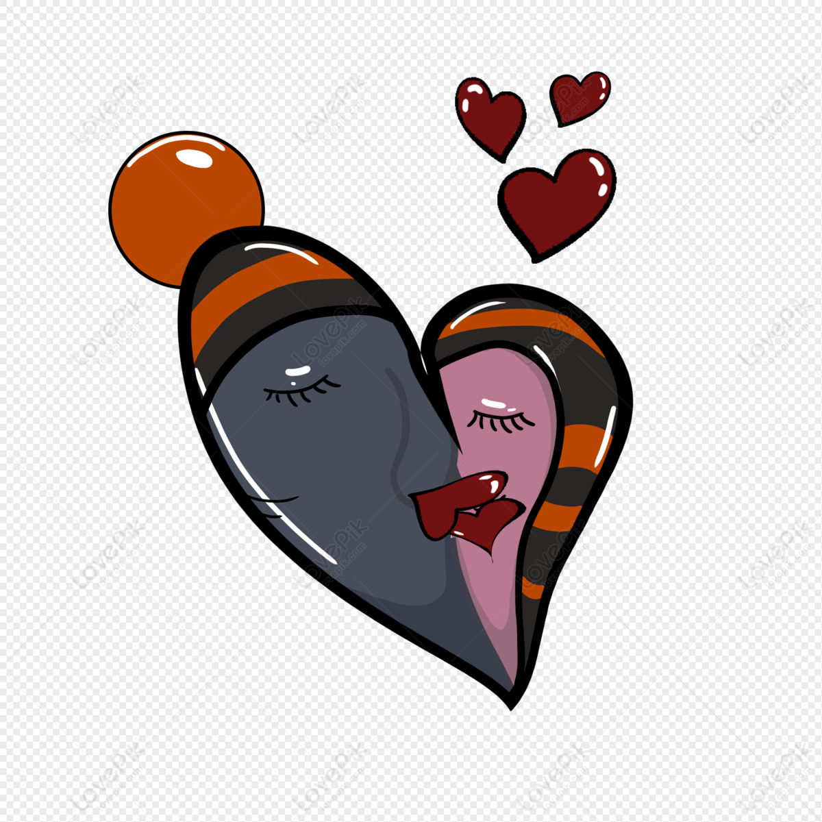 Cartoon Hand Drawn Romantic Kiss Heart Pattern PNG Free Download And  Clipart Image For Free Download - Lovepik | 401176693