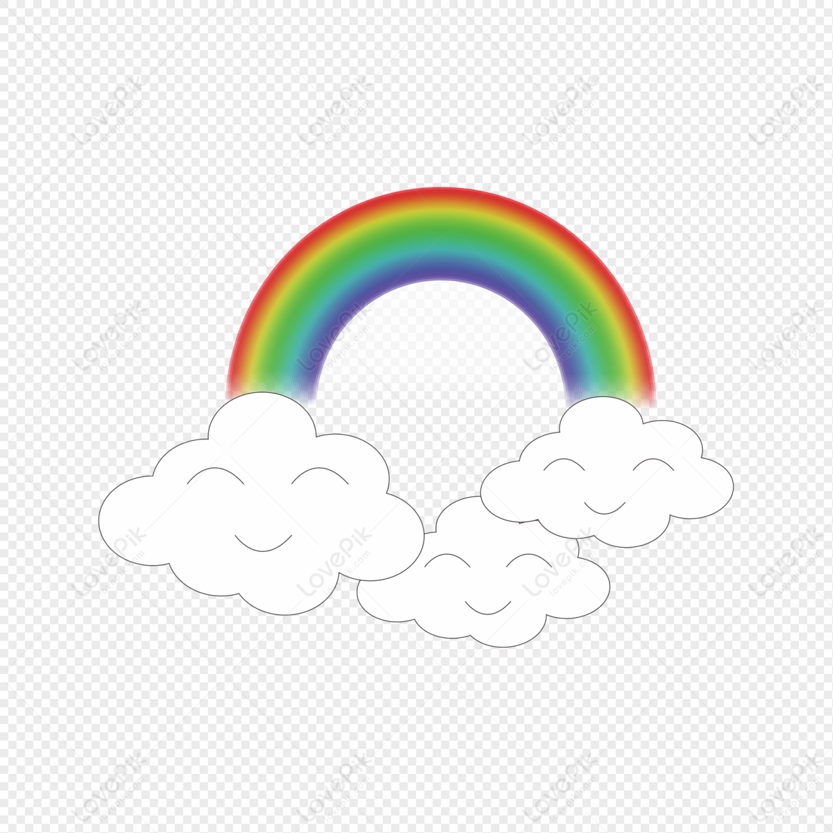 Arco Iris De Dibujos Animados Nubes Blancas PNG Imágenes Gratis - Lovepik
