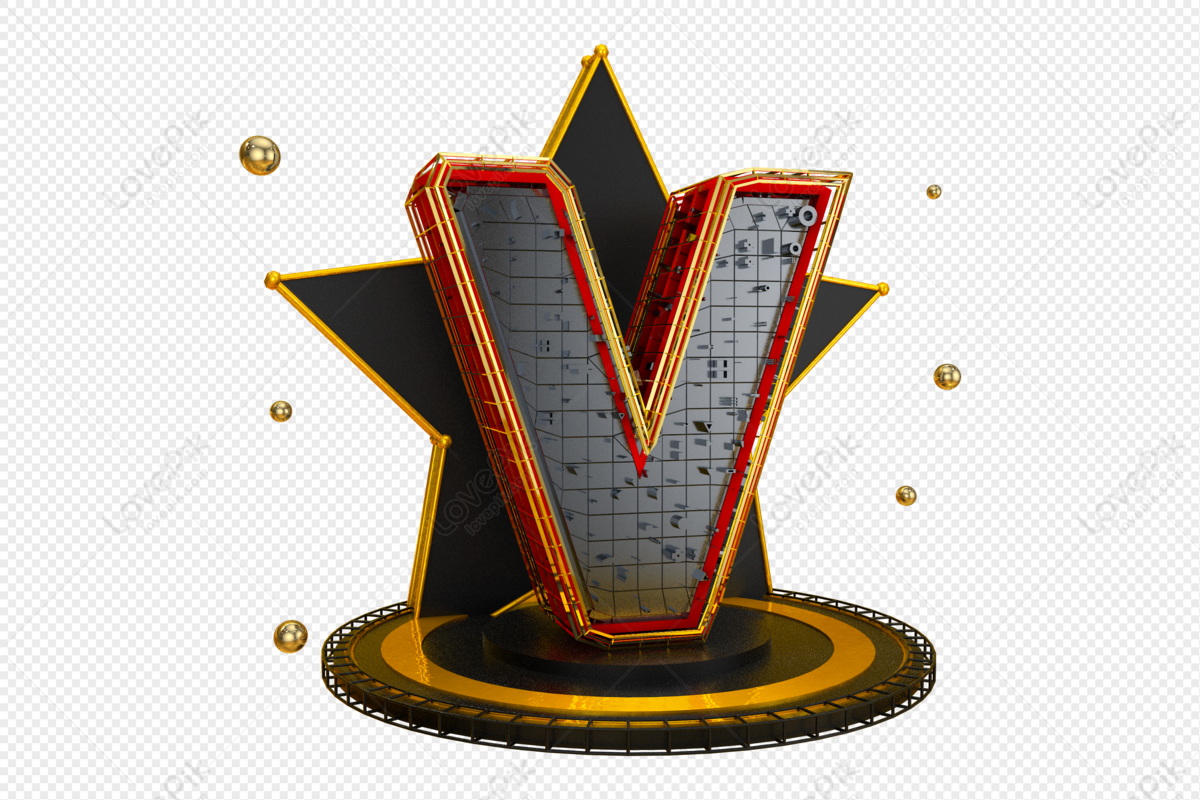 V 3d colorful circle letter logo icon design Vector Image