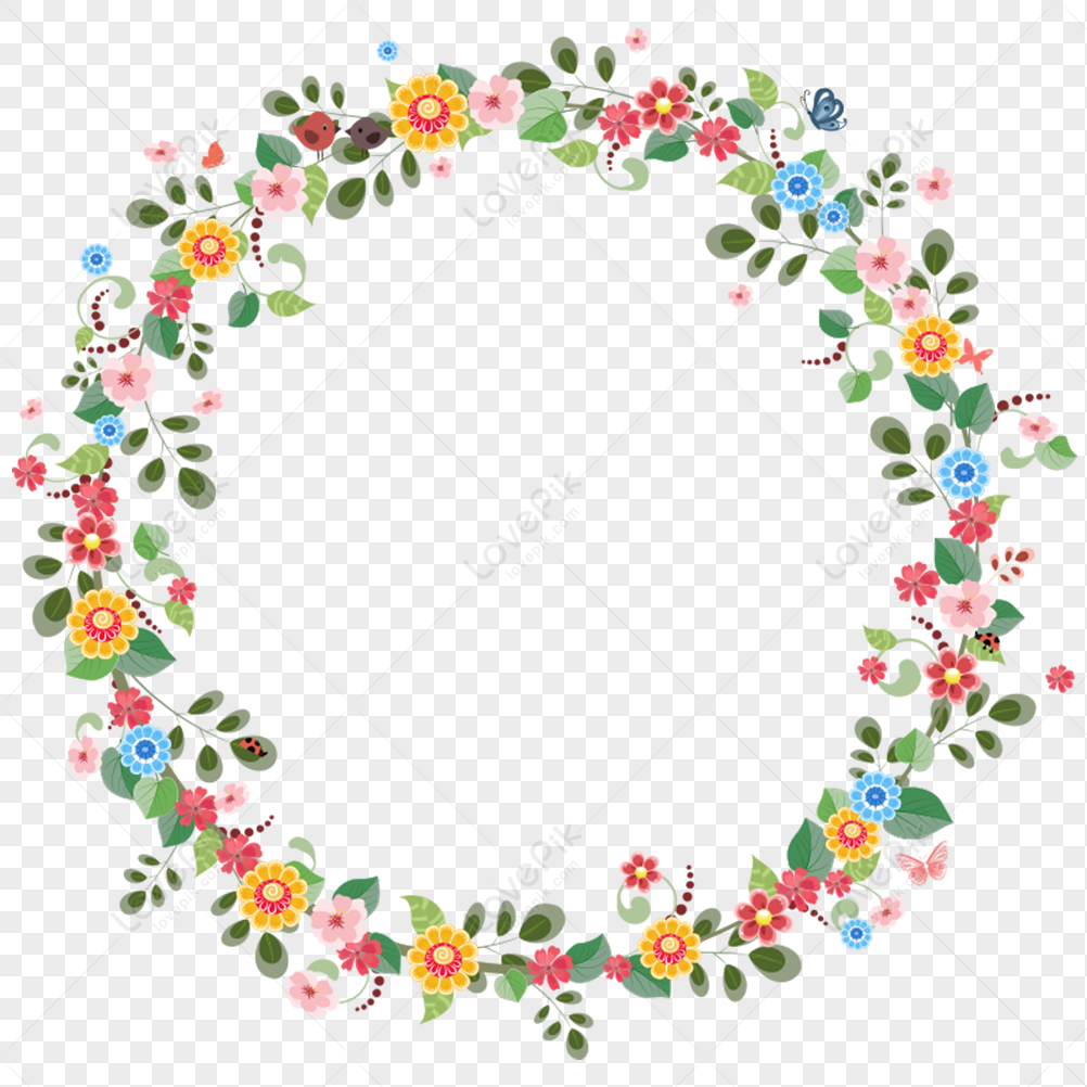 Border Garland, Floral Wreath, Cartoon Colorful, Colorful Cute PNG ...