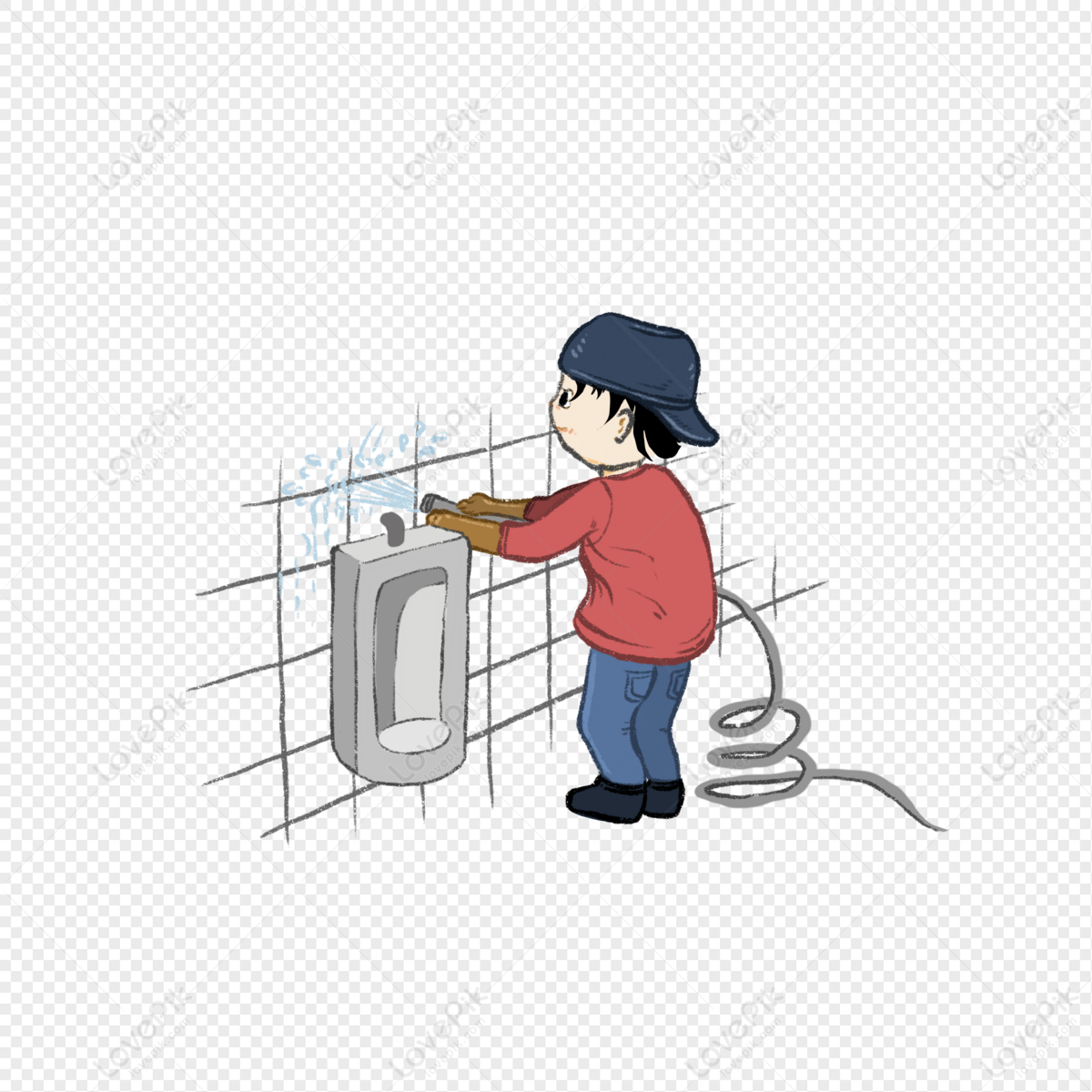 Cartoon Cleaner Cleaning The Toilet Illustration PNG Free Download And  Clipart Image For Free Download - Lovepik | 401194813