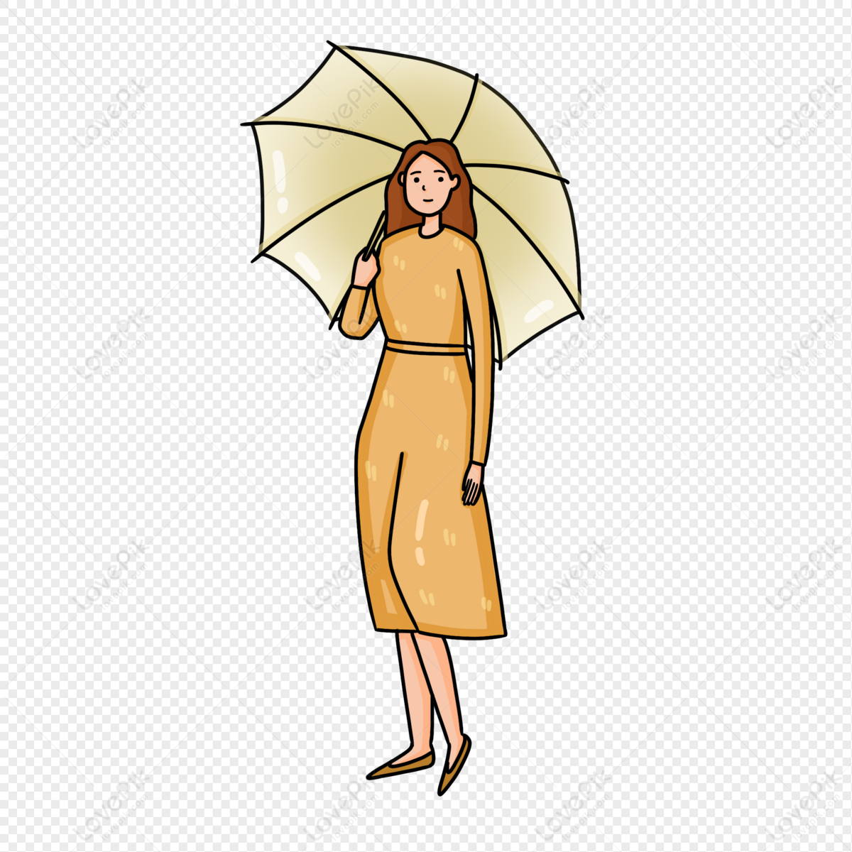 Kid Girl With Umbrella, Drawing Stock Photo, Picture and Royalty Free  Image. Image 6364186.