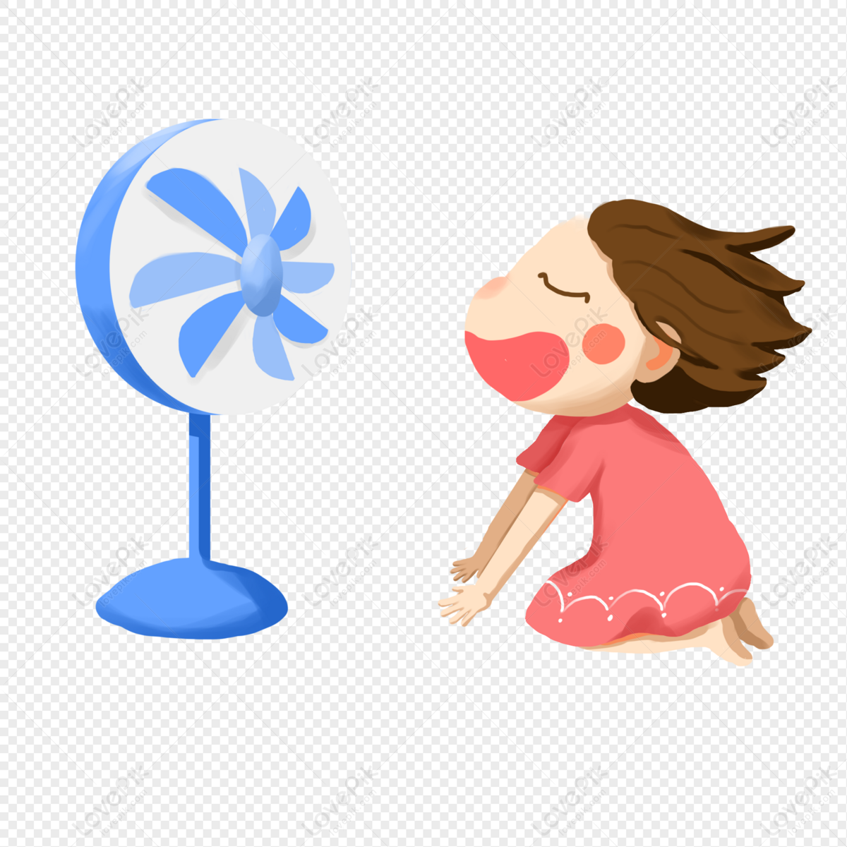 Summer Girl Blowing Electric Fan At Home Cartoon Material Downlo PNG White  Transparent And Clipart Image For Free Download - Lovepik | 401192412
