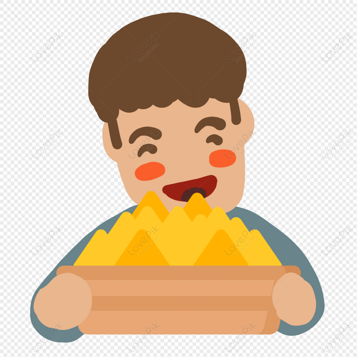 Cartoon Hand Drawn Boy Having Fun Eating Delicious Food PNG Transparent  Background And Clipart Image For Free Download - Lovepik | 401223000