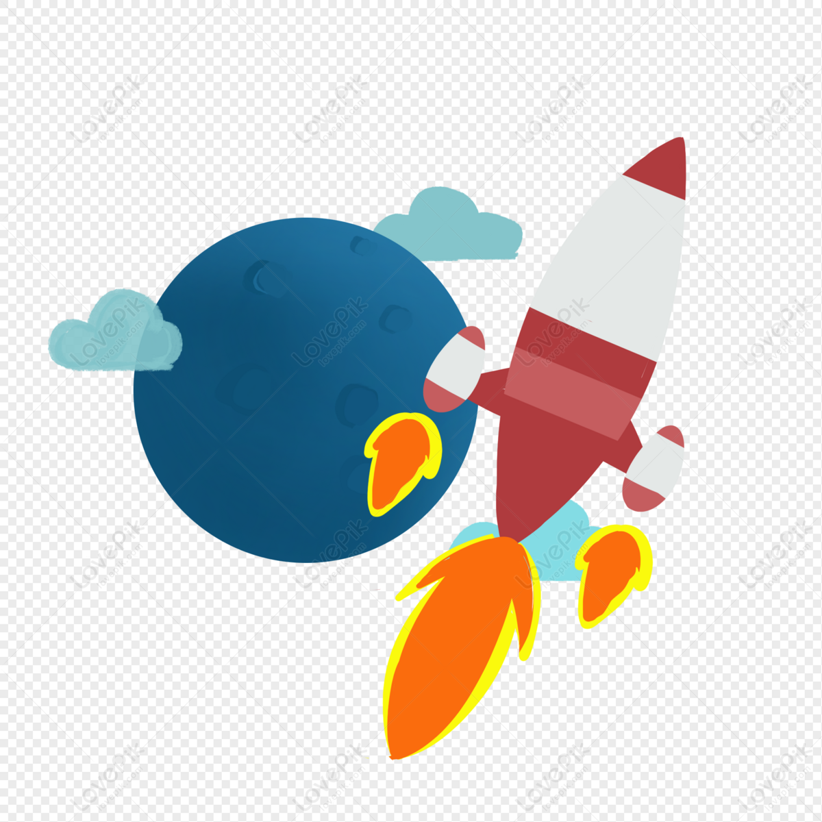 Cartoon Hand Drawn Rocket Flying Around The Planet PNG White Transparent  And Clipart Image For Free Download - Lovepik | 401223692
