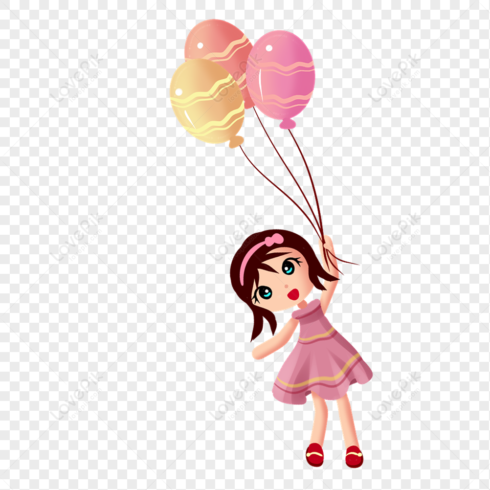 Girl Holding A Balloon PNG Free Download And Clipart Image For ...