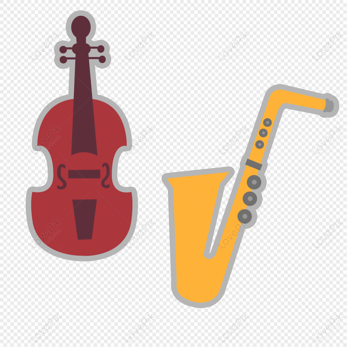 Hand Drawn Cartoon Flat Wind Violin Saxophone PNG White Transparent And  Clipart Image For Free Download - Lovepik | 401204412