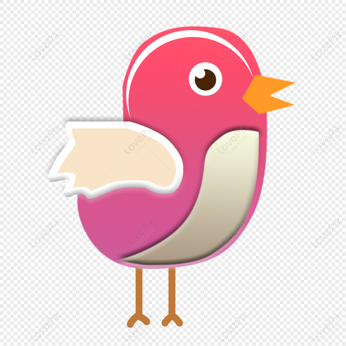 Dibujado A Mano De Dibujos Animados De Aves De Color Rosa PNG Imágenes  Gratis - Lovepik