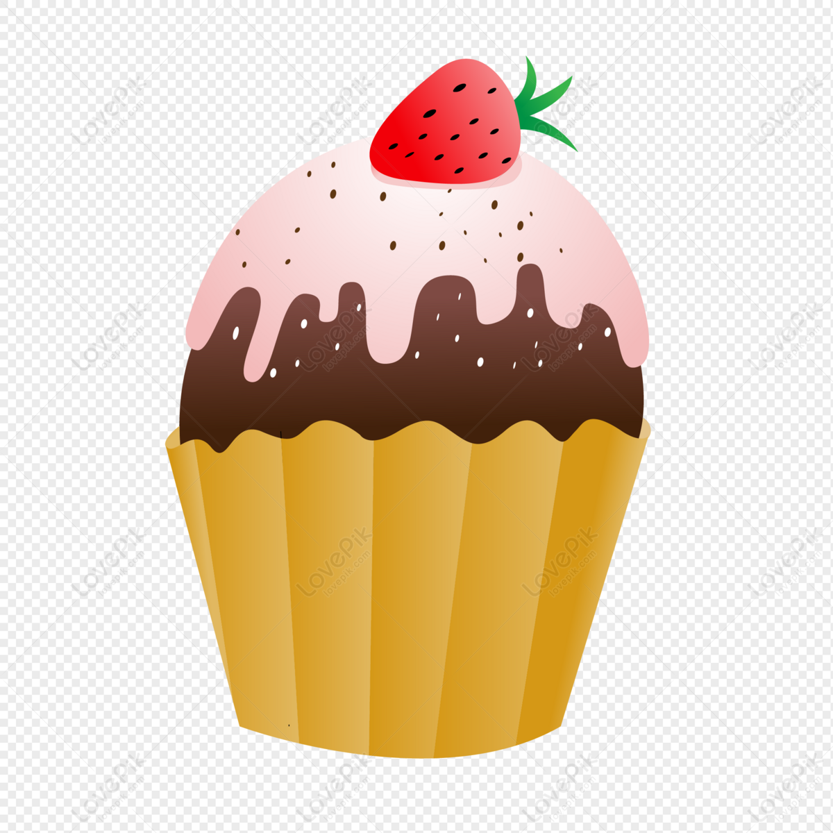 Illustration Hand Drawn Cartoon Strawberry Cupcake Free PNG And Clipart  Image For Free Download - Lovepik | 401215999