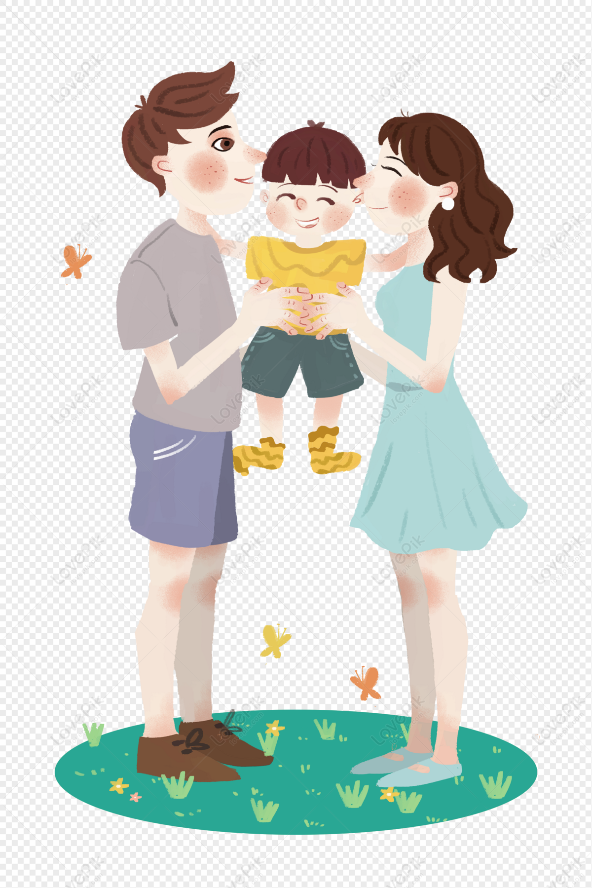 Parents Holding Children Creative Illustration PNG Hd Transparent Image ...