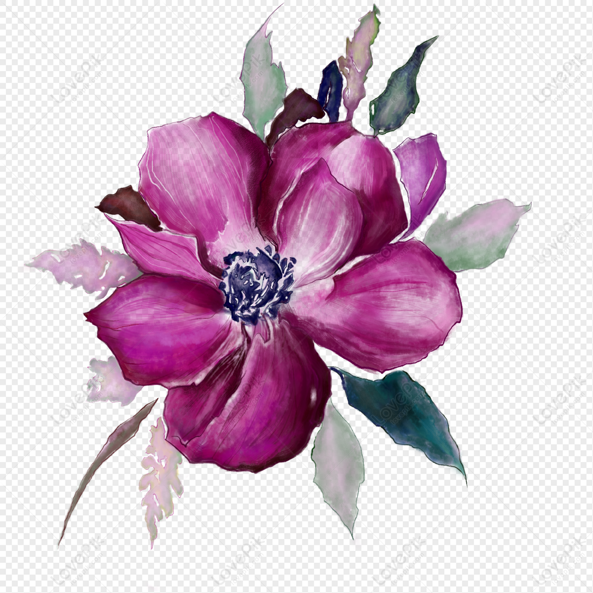 purple watercolor flowers